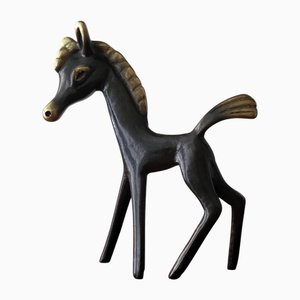 Mid-Century Modern Brass Horse Sculpture by Walter Bosse for Hertha Baller, Austria, 1950s