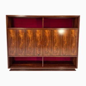 Credenza Art Déco in legno di ziricote e velluto di Borsani, Italia, anni '50
