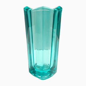 Vaso postmoderno in vetro soffiato verde acqua attribuito a Jiri Zejmon, Repubblica Ceca