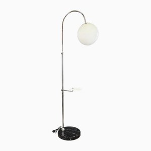 Bauhaus Chrome Floor Lamp with Marble, 1930s