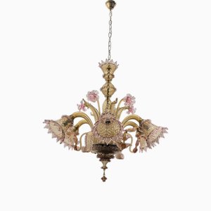 Venezianischer Kronleuchter aus bernsteinfarbenem Muranoglas, 1960er