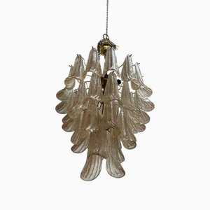 Lampadario in vetro di Murano con petali a cascata, anni '80