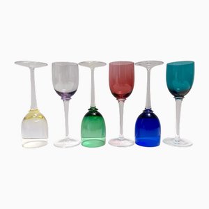 Verres à Vin Colorés en Verre Soufflé de Murano, Italie, 1980s, Set de 6