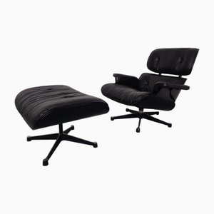 Sessel und Fußhocker von Charles & Ray Eames für Herman Miller, 1980er, 2er Set