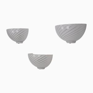 Italian Striped Murano Glass Sconces in the style of Venini, Italy, 1970s, Set of 3