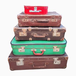 Vintage Art Deco Suitcases, 1930s, Set of 5