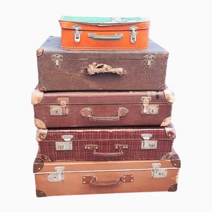Vintage Art Deco Suitcases, 1930s, Set of 5