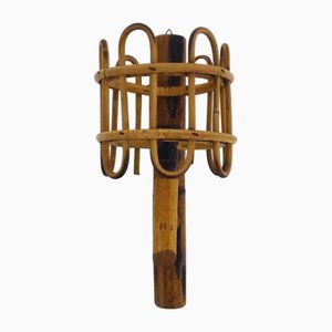 Farol de pared de bambú de ratán, años 50