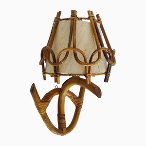 Rattan and Bamboo Wall Light by Louis Sognot, 1950s