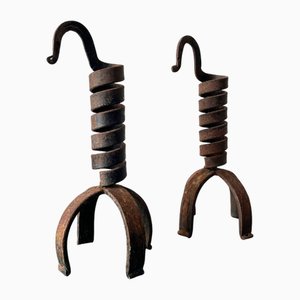 Rat De Cave Antiker Weinkeller Kerzenständer aus Schmiedeeisen, 1890er, 2er Set