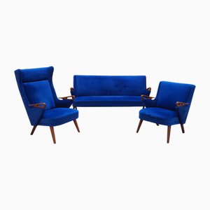 Blaues dänisches Wohnzimmer Set von Chresten Findahl Brodersen für Findahls Møbelfabrik, 1960er, 3er Set