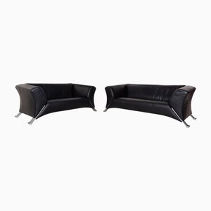 322 Leather Sofa Set in Blue from Rolf Benz, Set of 2