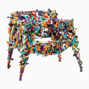 Glass Armchair Tessuto Series in Iron by Anacleto Spazzapan