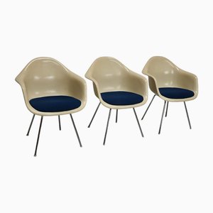 Fauteuils Dax Vintage en Fibre de Verre et Parchemin par Charles & Ray Eames, Set de 3