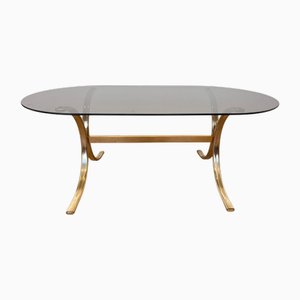 Mid-Century Modern Brass and Smoked Glass Coffee Table, 1970s