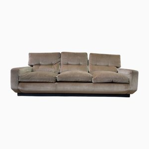 Beige Velvet Sofa, 1980s