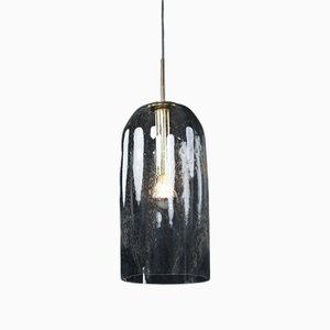 Mid-Century Modern Glass and Brass Pendants attributed to Doria Leuchten, Germany, 1970s