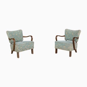 Bentwood Armchairs with Original Antonín Kybal Upholstery attributed to Jindřich Halabala, 1930s, Set of 2