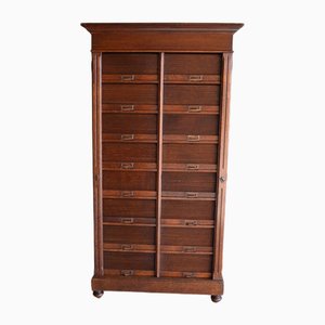 Oak Wooden Filing Cabinet with 16 Shutters, 1890s