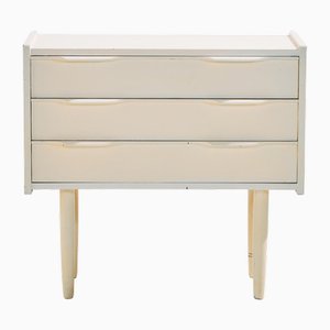 White Painted Nightstand with Three Drawers