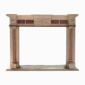 Neoclassical Marble Fireplace Mantle with Terracotta Inlay