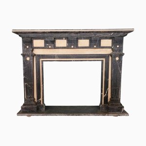 Black and Cream Marble Fireplace Mantle