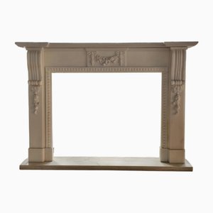 Neoclassical Hand-Carved Marble Fireplace Mantle