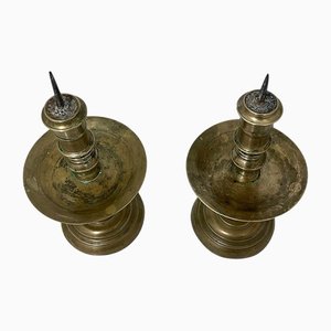 Voc Pen Kerzenhalter aus Bronze, 18. Jh., 2er Set
