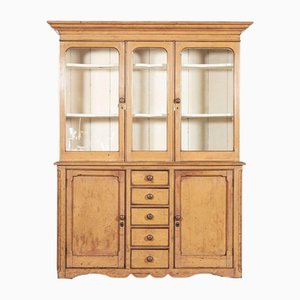 Large 19th Century Painted English Pine Glazed Dresser, 1880s