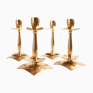 Dänische Dantorp Messing Kerzenständer, 1960er, 4er Set