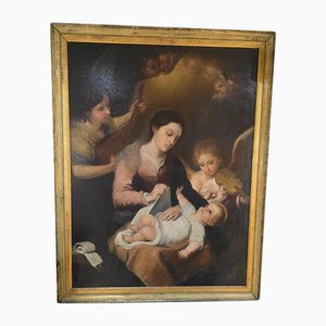 The Nativity of Jesus, 19th Century, Oil on Canvas, Framed