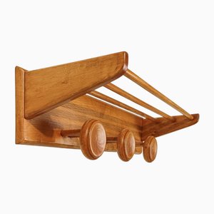 Mid 20th Century Italian Blonde Wooden Wall Coat Rack and Hat Stand by Fraber, 1960s