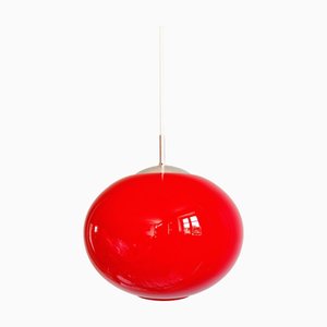 Large Space Age Pendant Light in Red Opaline, 1970s