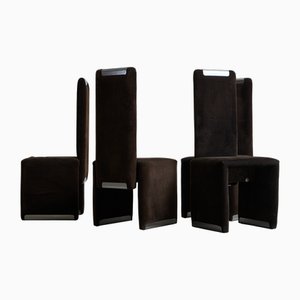 Italienisches Cord Stuhl Set mit Chrom Details von Luigi Saccardo, 1970er, 4er Set