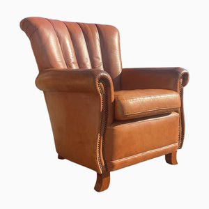 Sedia Chesterfield in pelle marrone
