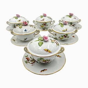 Six-Piece Set with Plates and Lids from Herend Rothchild, 1890s, Set of 6