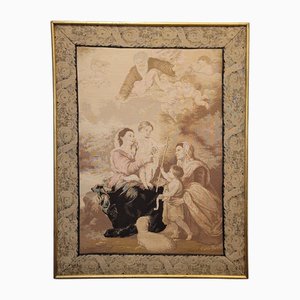 Framed Tapestry Holy Family, Murillo Workshop Scene, France, 1930s