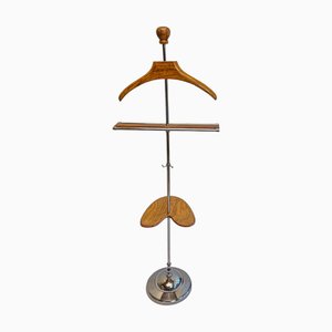 Nikkel-Plated Bronze and Teak Valet Stand, 1970s