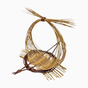 Vintage Korbaufsatz aus Korbgeflecht & Rattan, 1970er