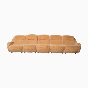 Modulares 5-Sitzer Sofa aus Braunem Samt, 1970er, 5er Set