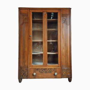 Vintage Art Deco Oak Display Cabinet, 1920s