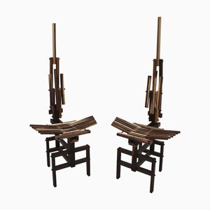 Set of Italian Sculptural Wooden Chairs by Anacleto Spazzapan, 1980s