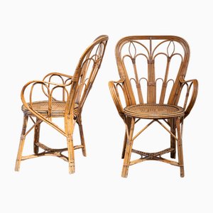 Satz spanische Vintage Stühle mit Korbgeflecht, 1960er