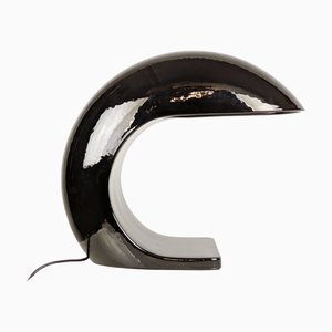 Große Tischlampe aus schwarz glasierter Keramik von Ivo Sedazzari für Prisma, 1970er