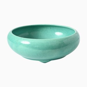 Art Deco Turquoise Green Pottery Bowl, 1930s