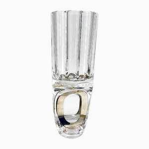 Vintage Crystal and 800 Silver Vase by Arch. Taddei Sestini, Italy, 1970s