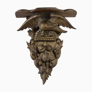 Wandhalterung aus geschnitztem vergoldetem Holz, 1890er