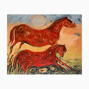 Monika Rossa, Two Horses, 2025, Oil on Canvas