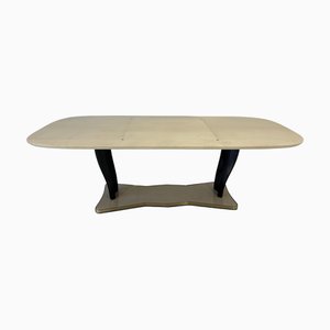 Mesa italiana Art Déco de latón y lacado en negro atribuida a Vittorio Dassi, años 40