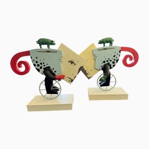 Frank Slabbinck (1942), Pair of Sculptures, Colors of Life & I Am Going There, Set of 2